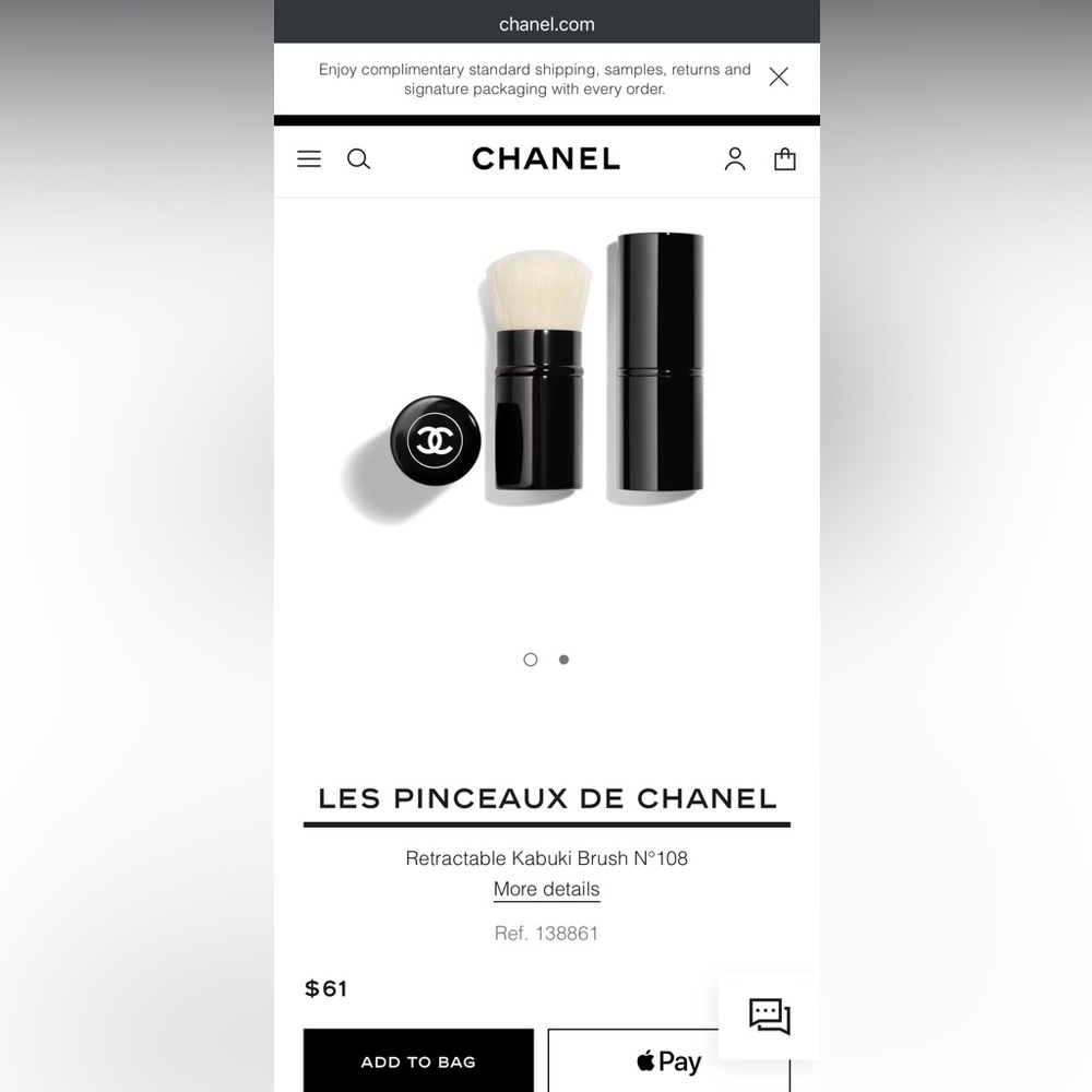 CHANEL Makeup Kabuki Brush w/Card Mirror and a Bonus Travel Bag - Picture 5 of 5